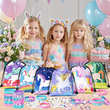 12 Sets Unicorn Party Favors Birthday Supplies for Girls Drawstring