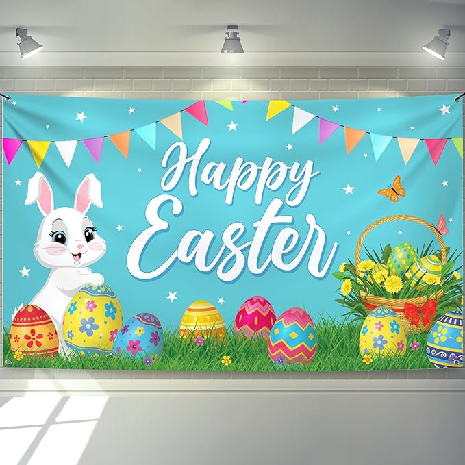 Happy Easter Banner Decorations XtraLarge 72x44 Inch Easter