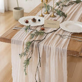 Keketoarrange 3pcs Beige Cheesecloth Table Runner Gauze Rustic 120