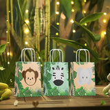 24 Pack Safari Party Favor Bags for Kids Jungle Goodie Bags with