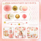 AOBKIAT Pink Gold Party Decorations Kit-Tissue Paper Pom