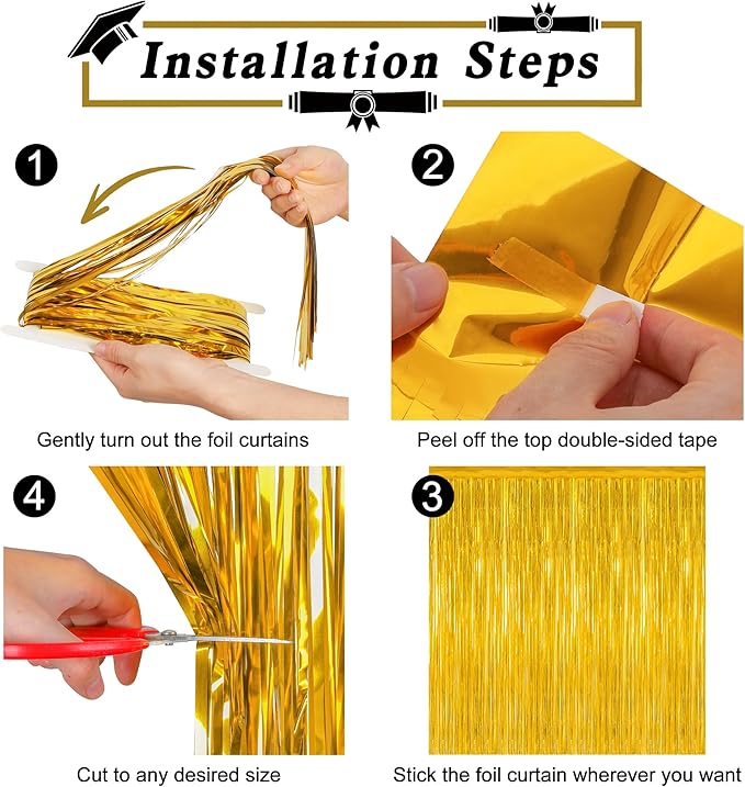 12 Pack 2026 Graduation Decorations, 3.28 FT x 7.05 FT Gold Backdrop