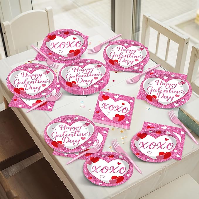 25 Guests Galentine's Day Party Supplies Galentine's Day Pink XOXO