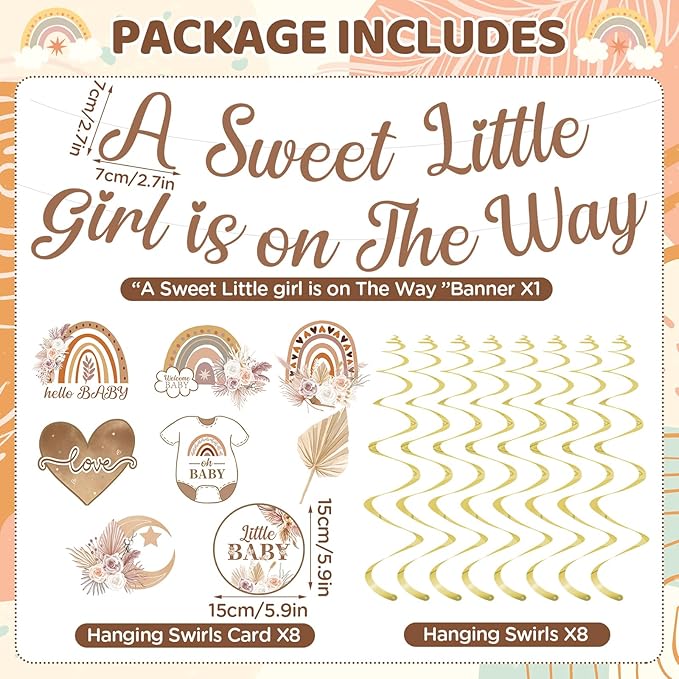 Boho Baby Shower Decorations A Sweet Little Girl Is On The Way Banner