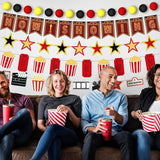 5 Pcs Movie Night Party Decorations Now Showing Banner Hanging Movie