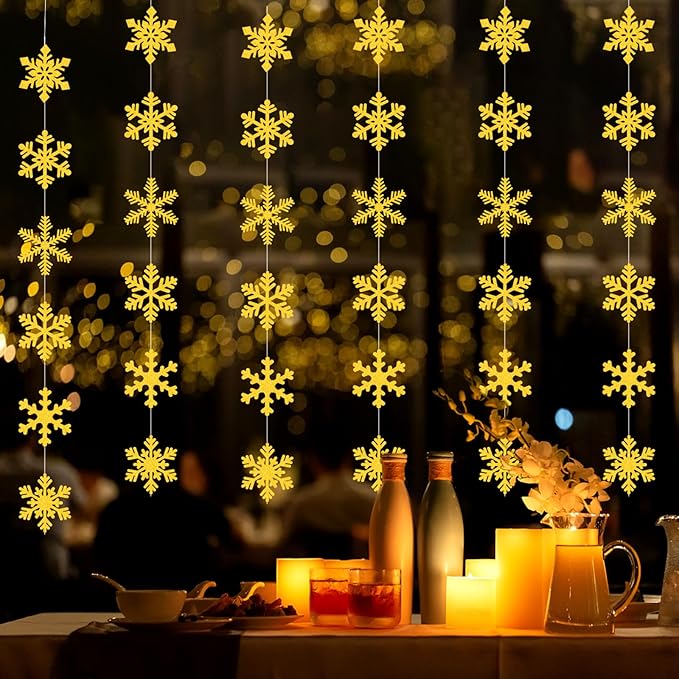 Gold Snowflake-Snow Christmas Party-Decorations Garland - 6pcs Winter
