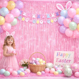 Melsan Pink Foil Fringe Curtain Easter Decorations for Home – 3 Pack