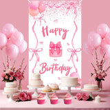 Pink Bow Birthday Door Banner Coquette Birthday Party Decorations Pink