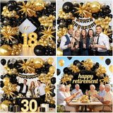 Black and Gold Balloon Garland Arch Kit for 2026 Graduation Birthday