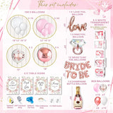 188 pc Pink Bridal Shower Decorations Includes Balloon Arch & Boxes