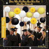KAXIXI 15 Pcs Yellow Black White Party Decorations - Hanging Paper