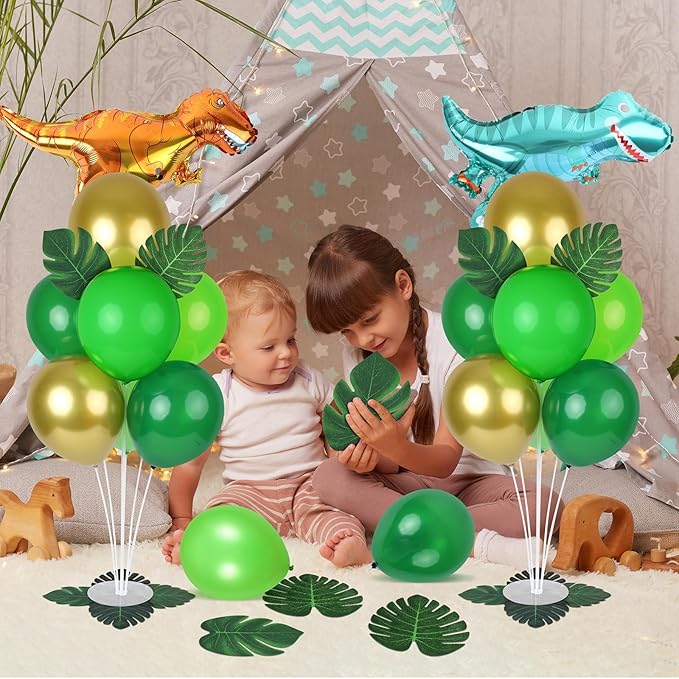 6 Sets Jungle Safari Balloon Stand Kit for Table Gold Green Balloons