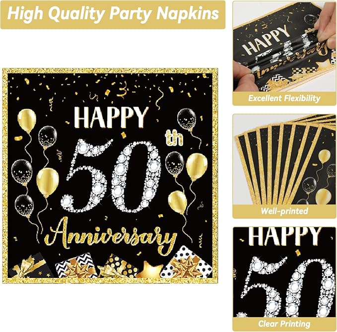 50 Guests 50th Anniversary Plates Napkins Party Supplies Employee