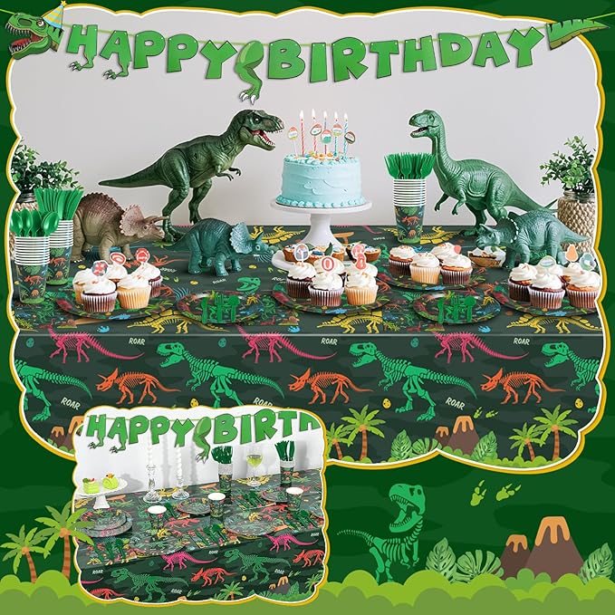 177 Pcs Dinosaur Birthday Party Supplies 25 Guest Dinosaur Theme