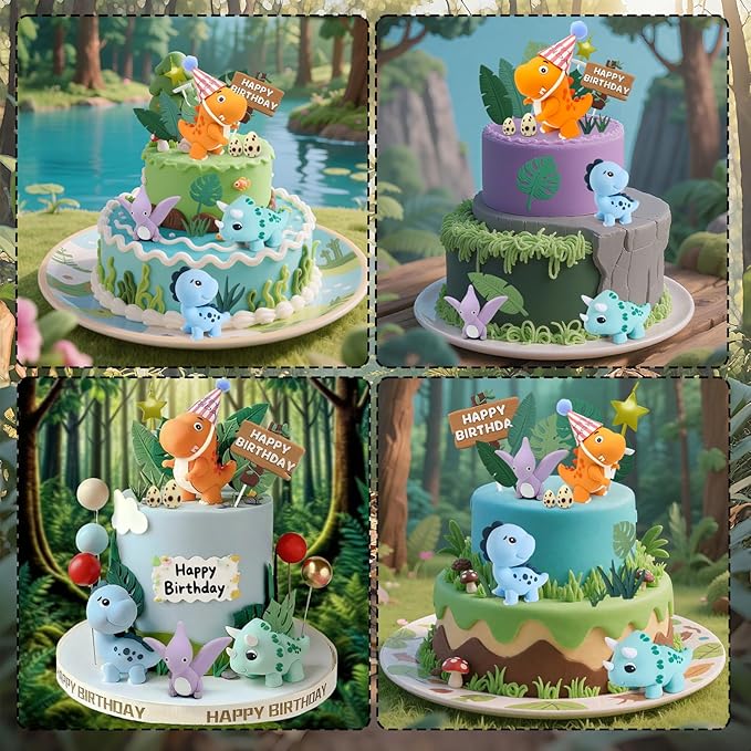 20pcs Dinosaur Cake Topper Set with Dinosaur Eggs Reusable Dinosaur