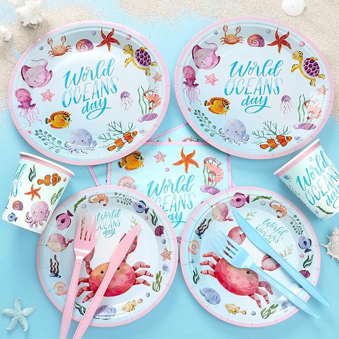 144Pcs Under the Sea Animal Birthday Party Supplies Decorations