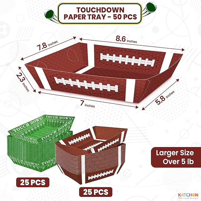 Football Party Favors & Supplies Pack of 50 Paper Food Tray