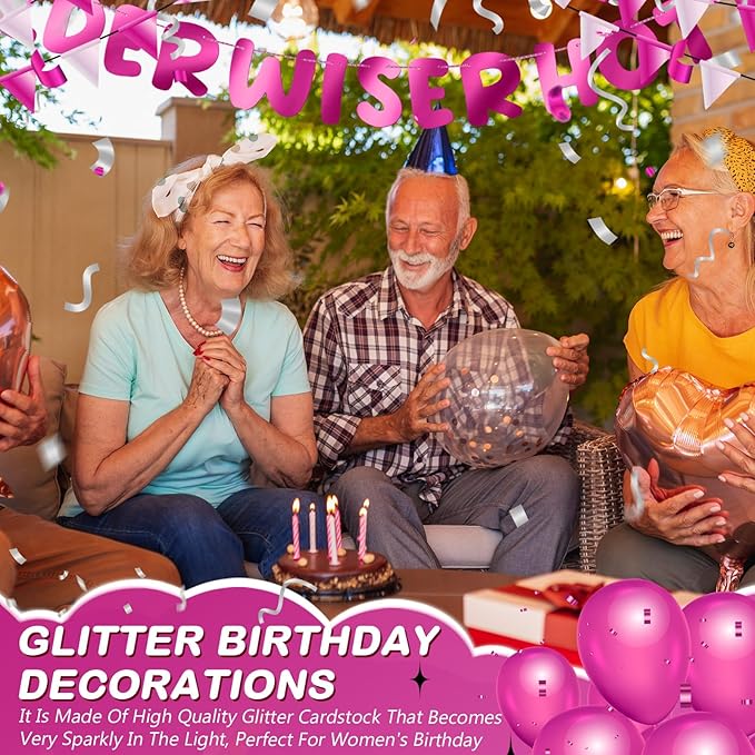 Fulmoon Set of 3 Pre Strung Older Wiser Hotter Glitter Banner Funny #8