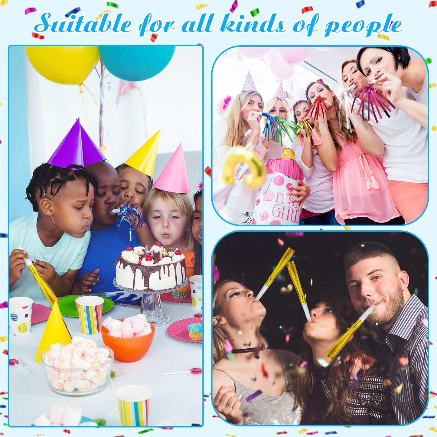 LCPQMZGH 24 Pcs Party Blowers, New Years Eve Noise Makers, Gold Noise