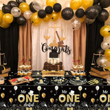 Mr Onederful Birthday Decorations Black Gold Party Plates Napkins