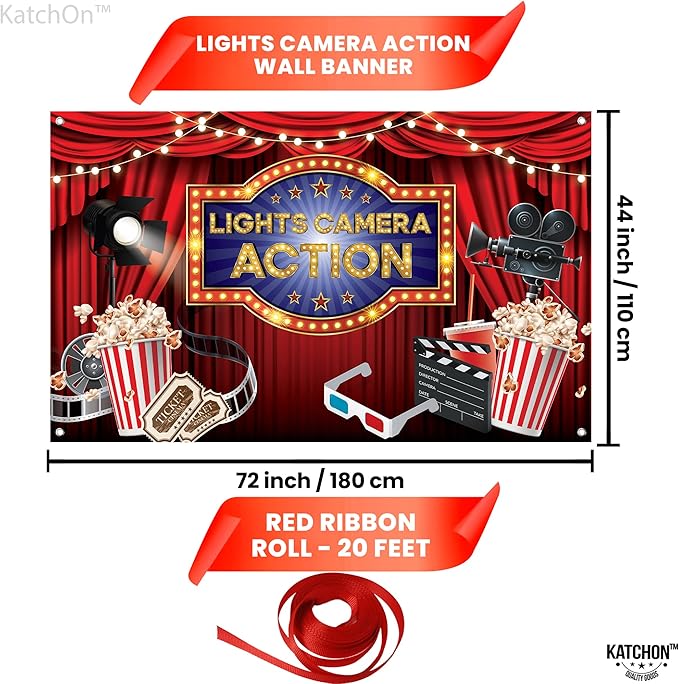 XtraLarge Lights Camera Action Banner 72x44 Inch Movie Night