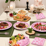 96 Pieces Valentine's Day Tableware Set Pink Heart Disposable Plates