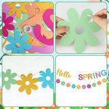 Hello Spring Banner Colorful Glitter Spring Wildflower Banner