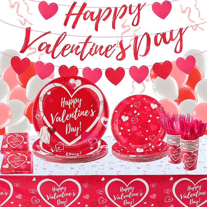 166 Pcs Happy Valentine's Day Party Supplies Valentine's Day