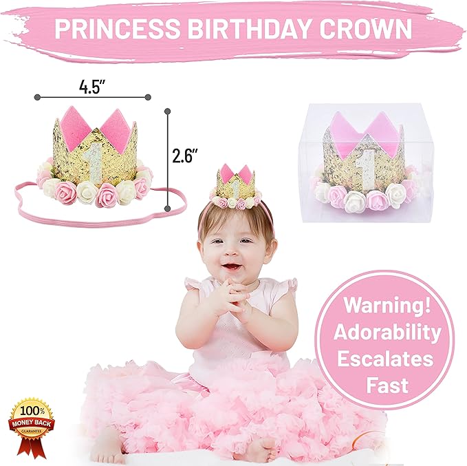 1st Birthday Girl Decorations WITH Birthday Crown Baby First
