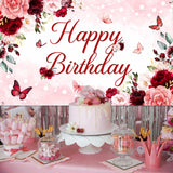 Avezano Floral Happy Birthday Banner for Women Girls Rose Gold Red