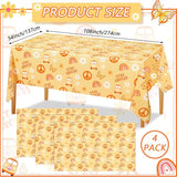4 Pcs Stay Groovy Tablecloth Retro Hippie Boho Party Table Covers