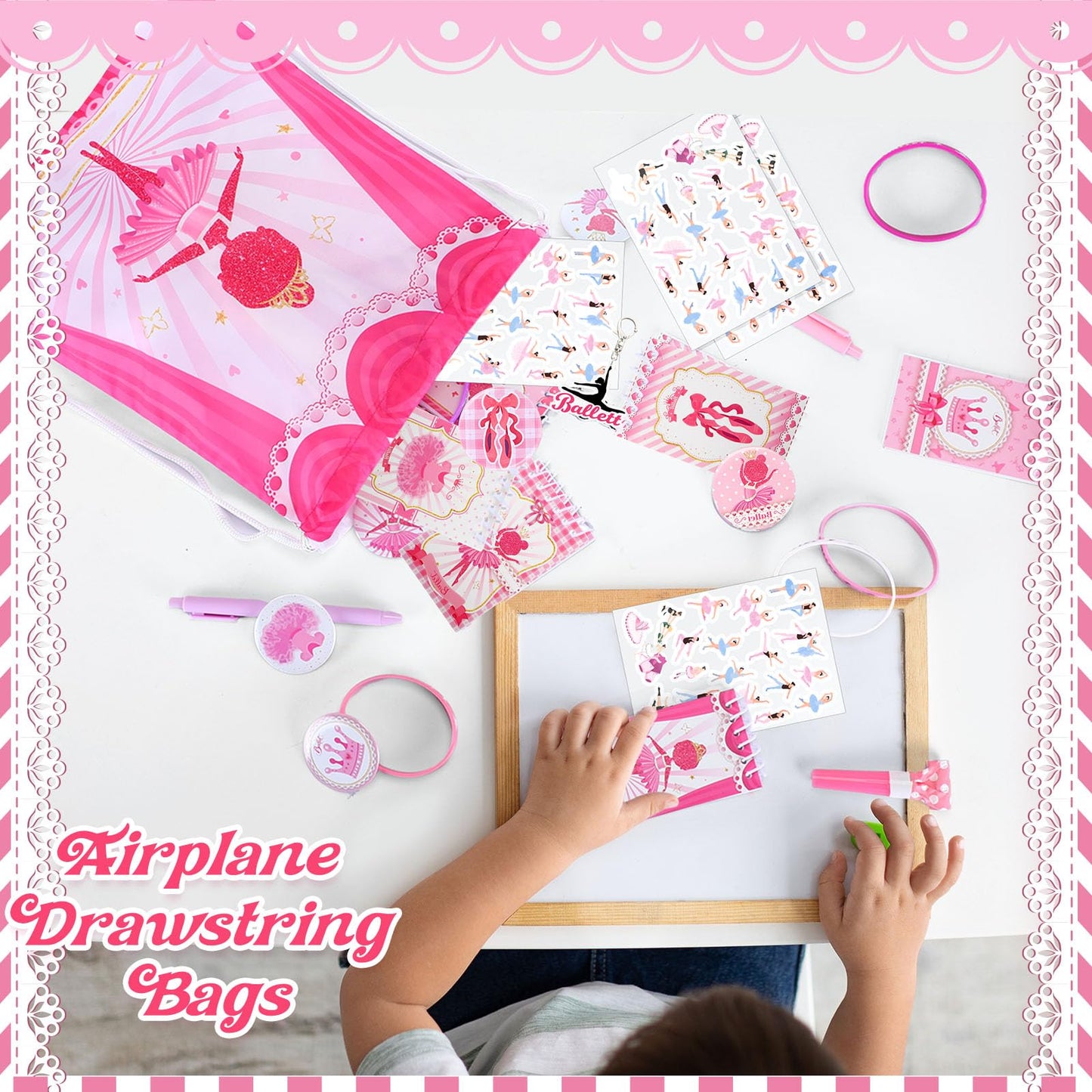 Yeaqee 100Pcs Ballerina Party Favors Include Ballet Drawstring