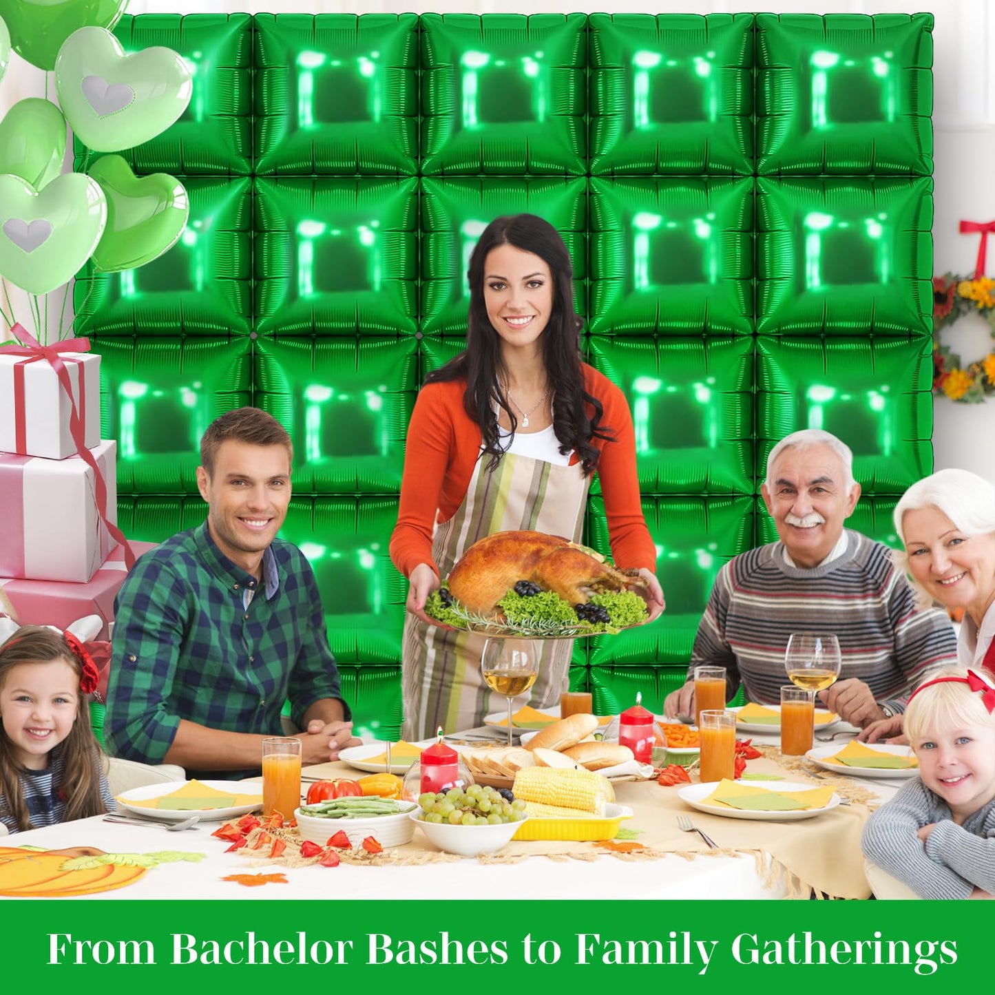 Shamrock Green Square Foil Balloons for St Patrick's Day Decor, 25 Pcs
