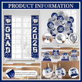 Graduation Decorations 2026 Blue and Silver Graduation Party Decor