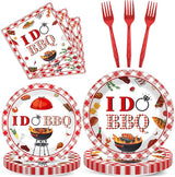 96 Pcs BBQ Bachelorette Party Plates Napkins Tableware Set I Do BBQ