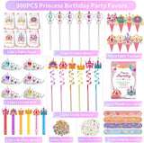 308PCS Princess Birthday Party Decorations Favors Including Goodie