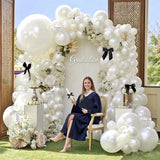 Pearl White Balloon Arch Kit,Double Stuffed White Pearl Balloon