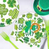 96 Pieces St Patrick's Day Tableware Set Green Shamrock Disposable