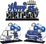LINGTEER Happy 45th Birthday Blue Acrylic Table Topper Centerpieces