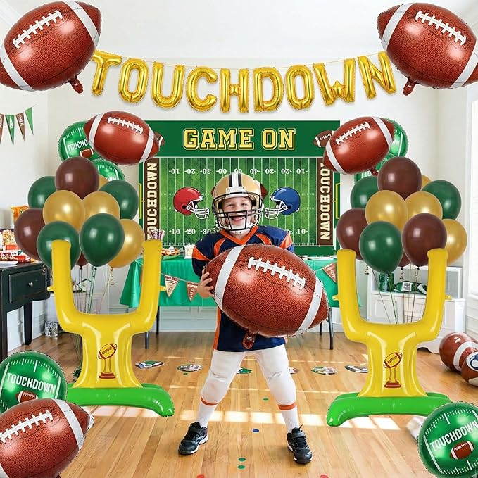 Football Party Decorations Kit with Green Brown Gold small Balloon