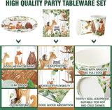 200 Pcs Woodland Baby Shower Paper Plates Cups Napkins Woodland