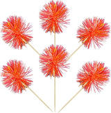 Gyufise 30Pcs Foil Firework Cupcake Toppers Sparkle Tinsel Cake Topper