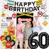 60th Birthday Decorations Men Women Caution Logo 60 Never Looked So