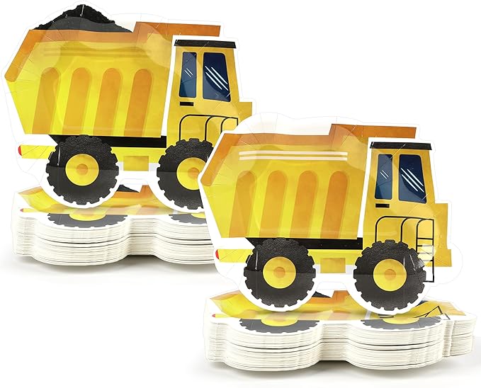 50 Pcs Construction Birthday Party Supplies Paper Plates Truck Theme