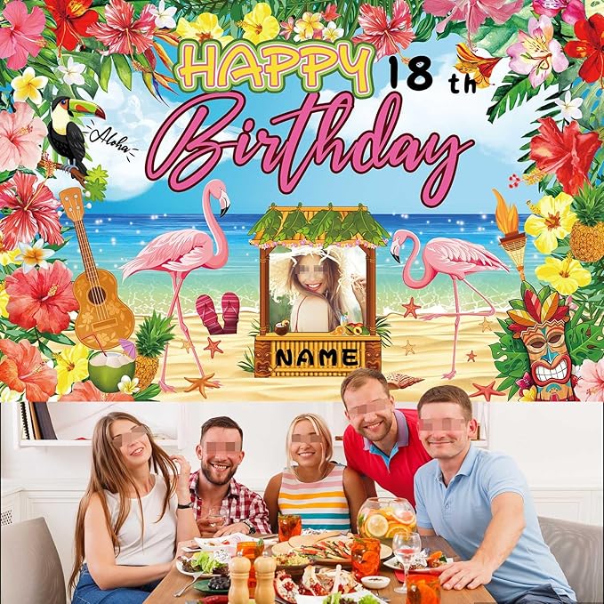 Custom Happy Birthday Banner Flamingo Themed Party Decoration