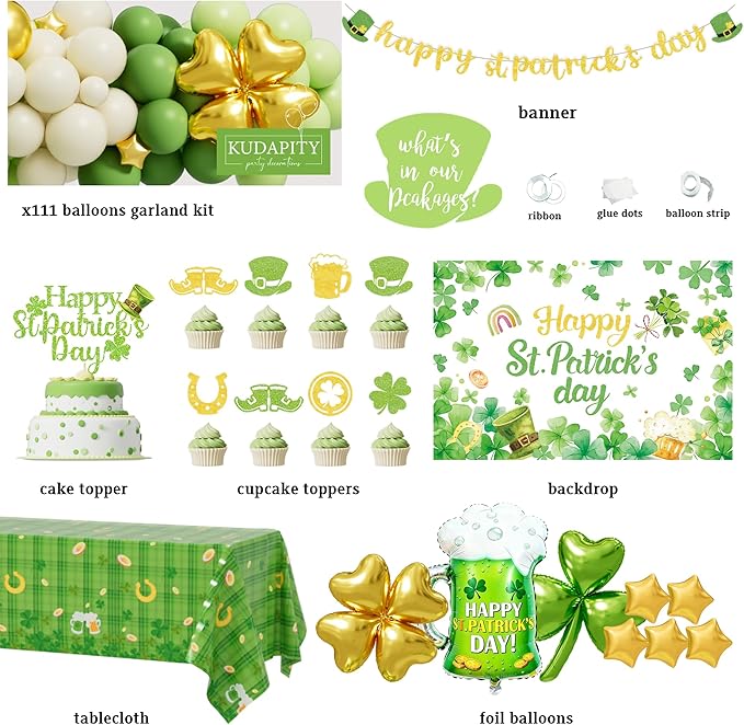 St Patrick's Day Party Decorations Kit for Kids and Adults Balloon