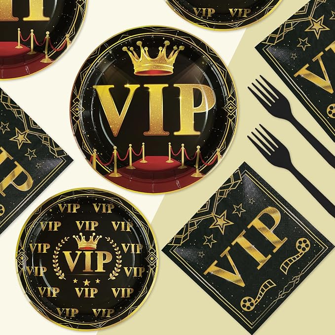 96 Pcs VIP Party Decoration Tableware 350 GSM Disposable Movie Night