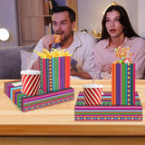 48Pcs Movie Night Supplies 24 Cinema Snack Trays with 24 Popcorn