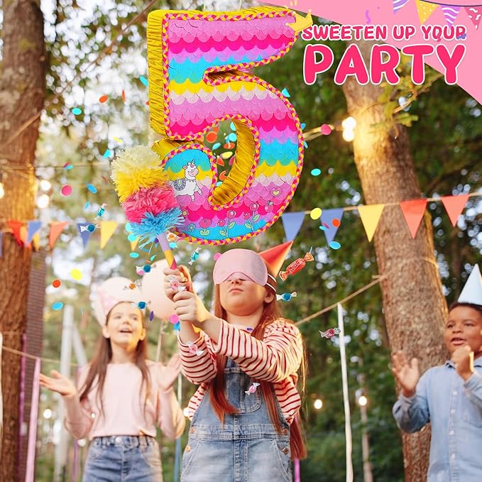 Number 5 Pinata for Birthday Party Decorations Unicorn Mermaid Theme