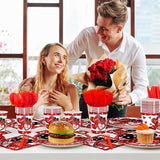 168Pcs Valentine's Day Party Supplies Red and Black Heart Party